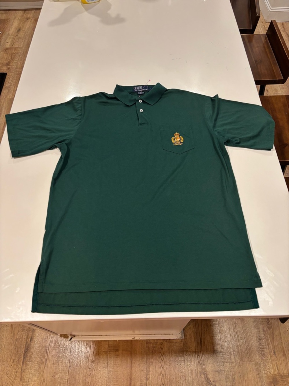 Vintage Fine Cotton Polo Ralph Lauren Mens L Green Crest Polo Shirt